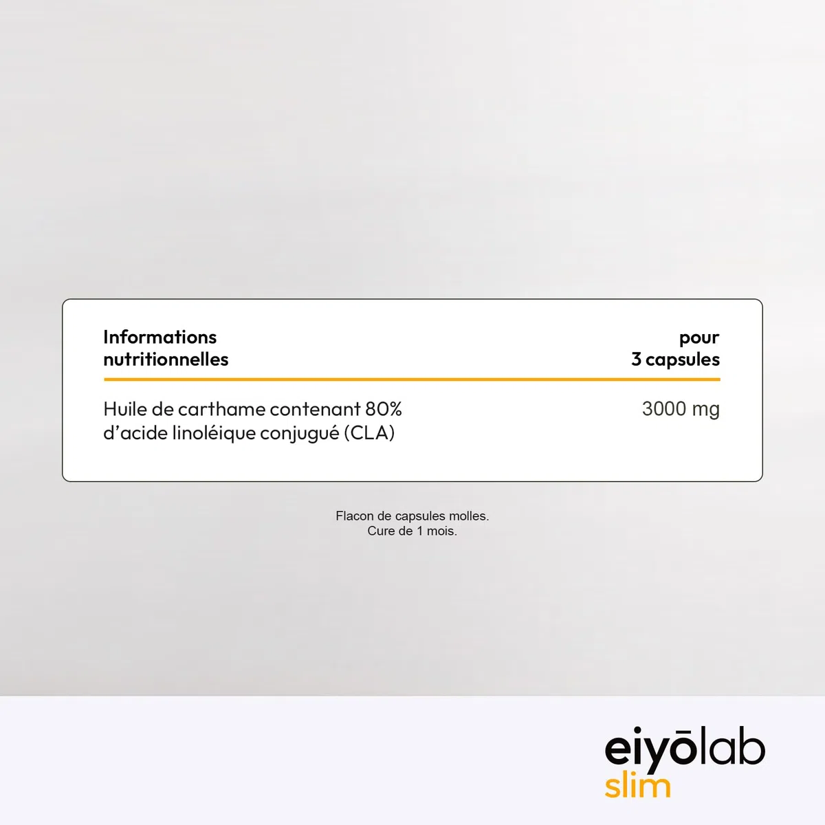 CLA HT | 3000mg par Portion | Bruleur de Graisse Naturel | Action Ciblée sur la Ceinture Abdominale | 80% d’Acide Linoléique Conjugué | 90 Capsules pour Homme et Femme | Made in France | Eiyolab