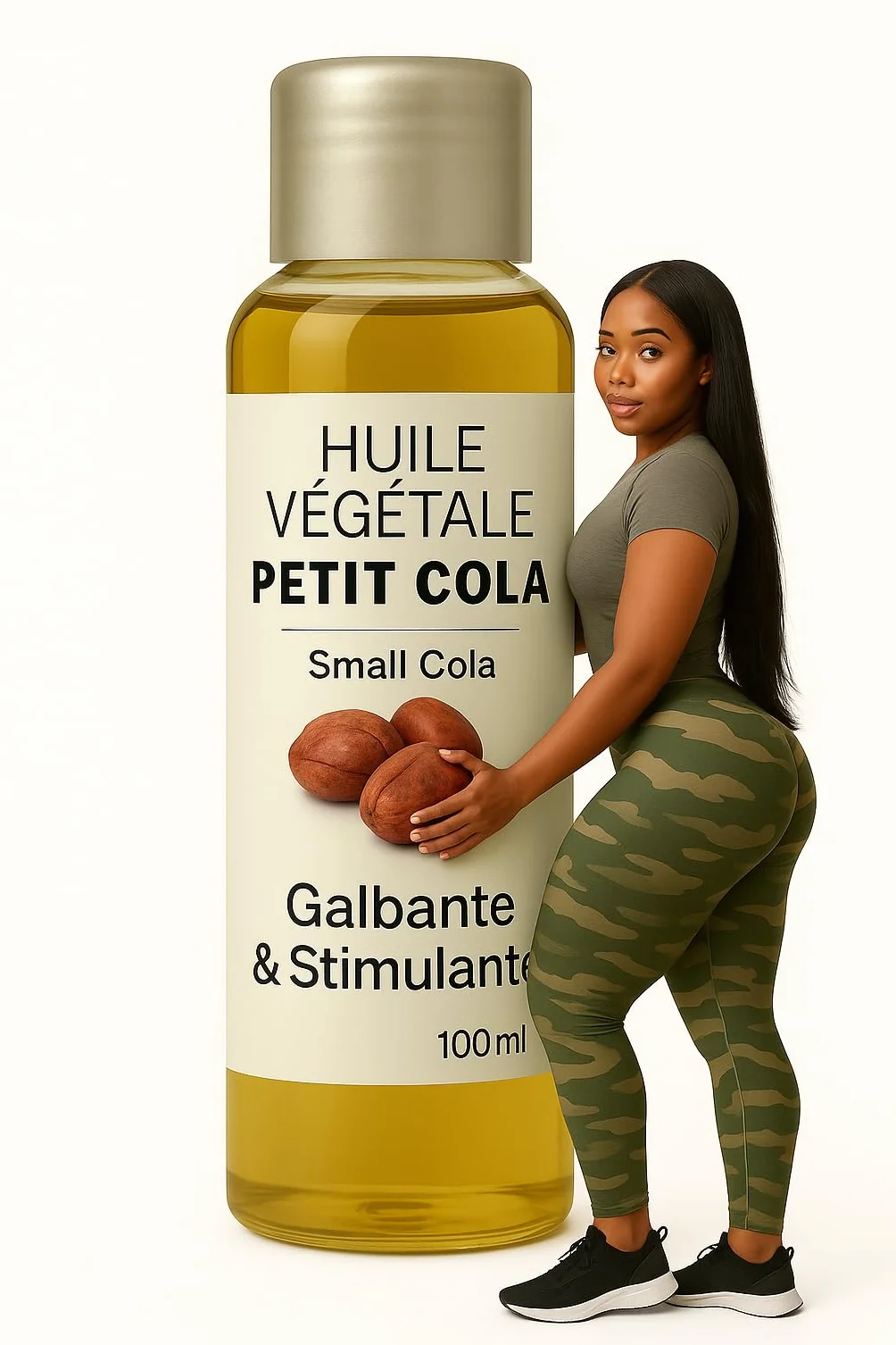 Huile de Petit Cola 100 ml - Aphrodisiaque Naturelle, Agrandissement Pénis, Volume Fessier, Poitrine & Hanches - I LOVE MY POPOTIN - Efficace