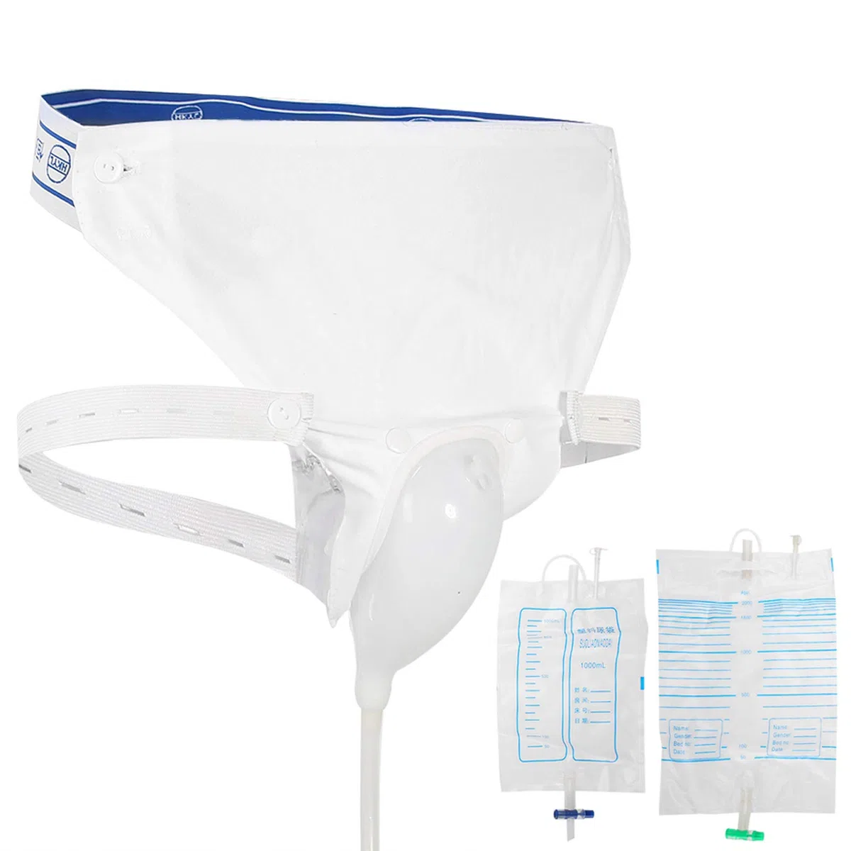 Sac d'urine réutilisable pour homme et femme, collecteur d'urine, urinoir en silicone, adultes, homme, femme, sac à pipi âgé, urinoir avec sacs d'urine, utilisation en extérieur (Elderly Men Type)