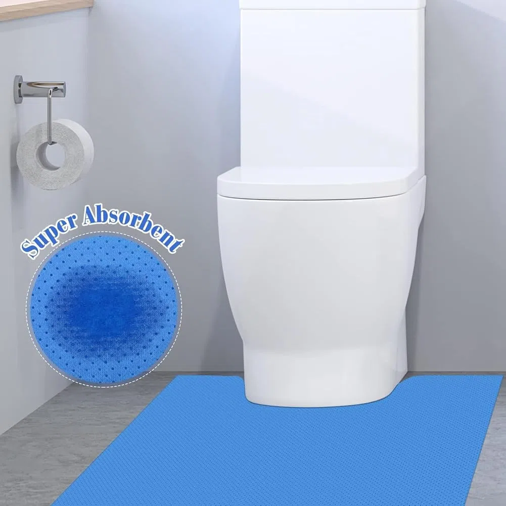 Lot de 25 tapis de toilette jetables en forme de U - Protection du sol des toilettes - Tapis de sol désodorisant pour l'entraînement au pot - Antidérapant - Pour urination âgée - Sol de salle
