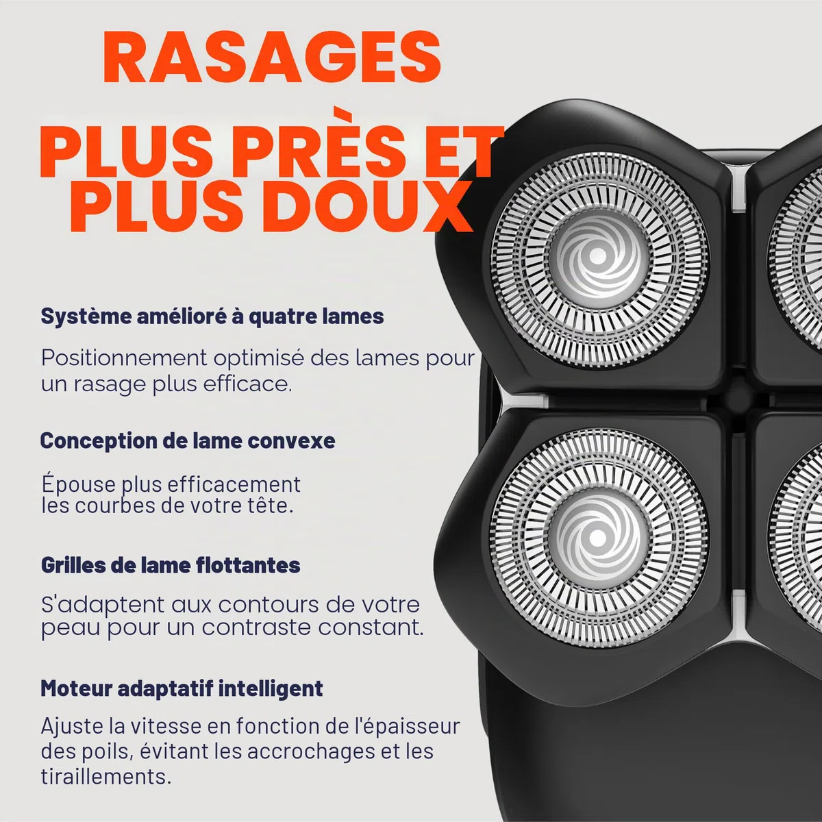 Freebird Rasoir électrique pour tête et corps – Rasoir étanche sans fil avec lames rotatives (FlexSeries Pro, kit de rasage)