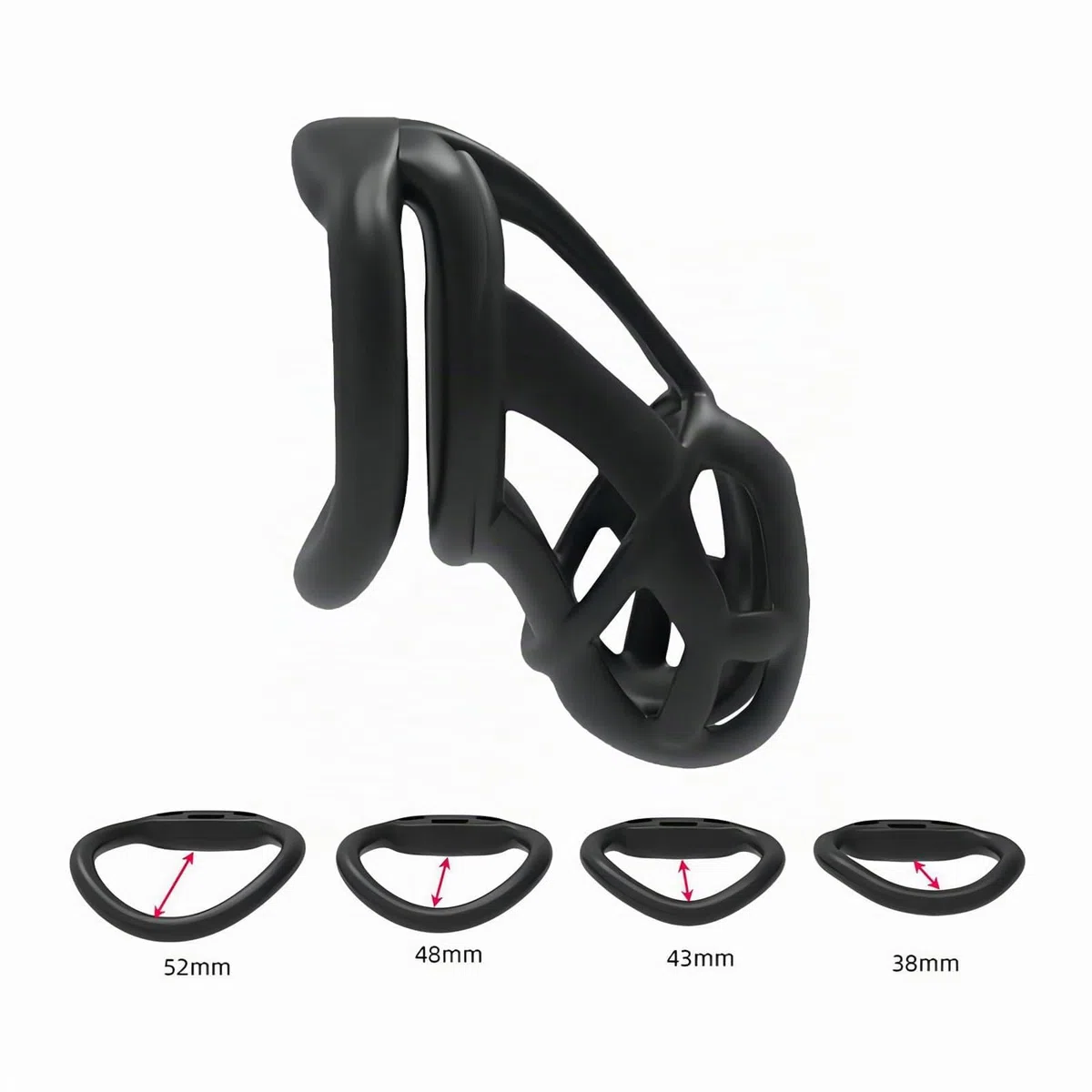 Cage de Chasteté Pénis Sex Toys Chastity Cage pour Pénis avec 4 Anneaux Différents Ceintures de Chasteté avec Serrures Invisibles pour Immobiliser Les Pénis d'Hommes Respirante et Légère (Black,L)