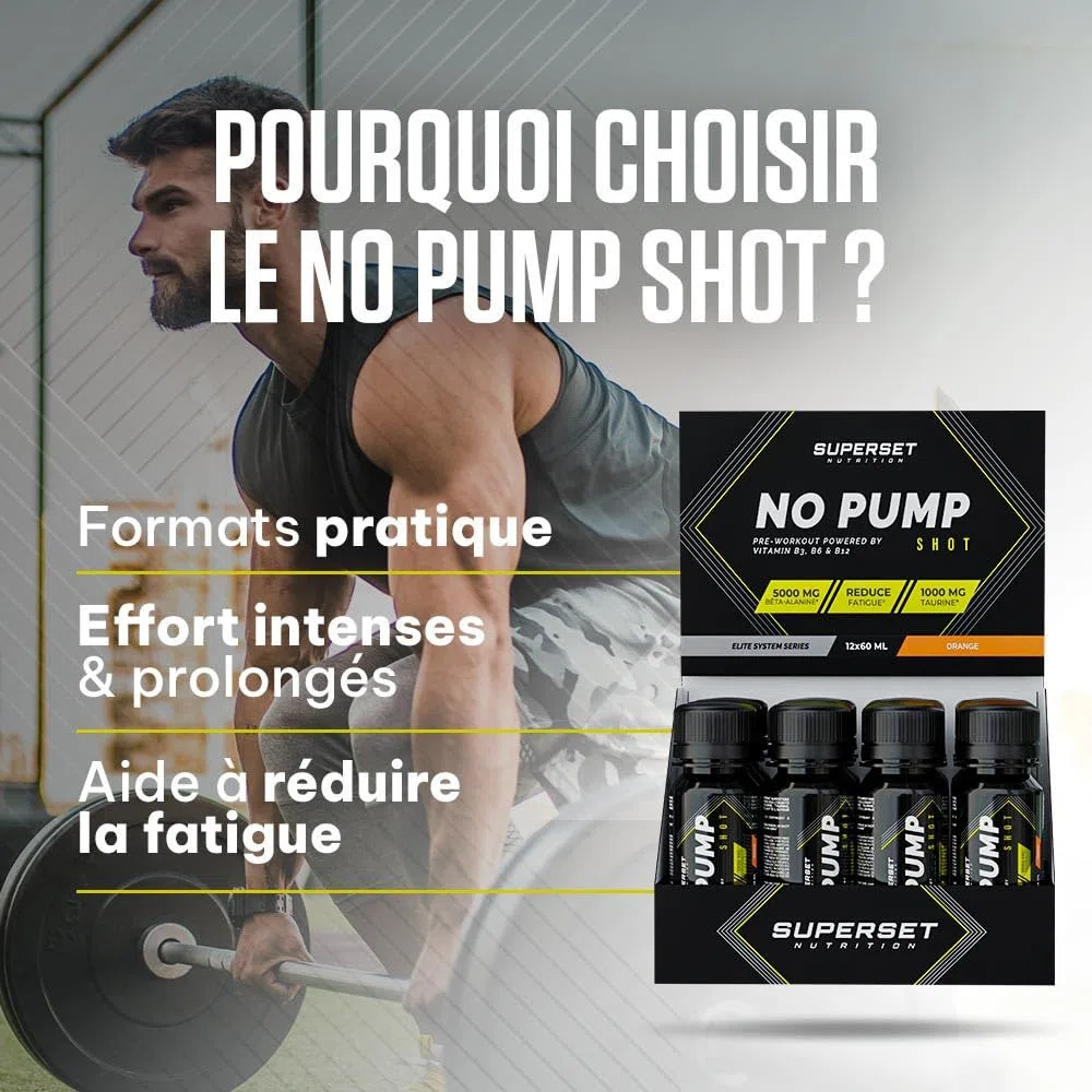 Superset Nutrition | No Pump Shot (12x60ml) | PreWorkout | Formule spéciale pour entraînements intenses ! - Orange