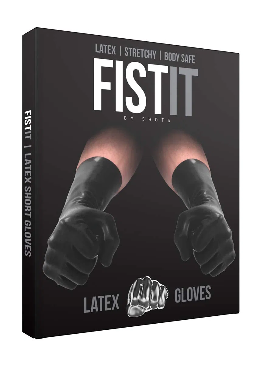 SHOTS FST001BLK FIST IT Gants Courts en Latex - 33,5 x 12 x 0,2 cm - Résistants et Faciles à Utiliser - Plaisir illimité - Noirs