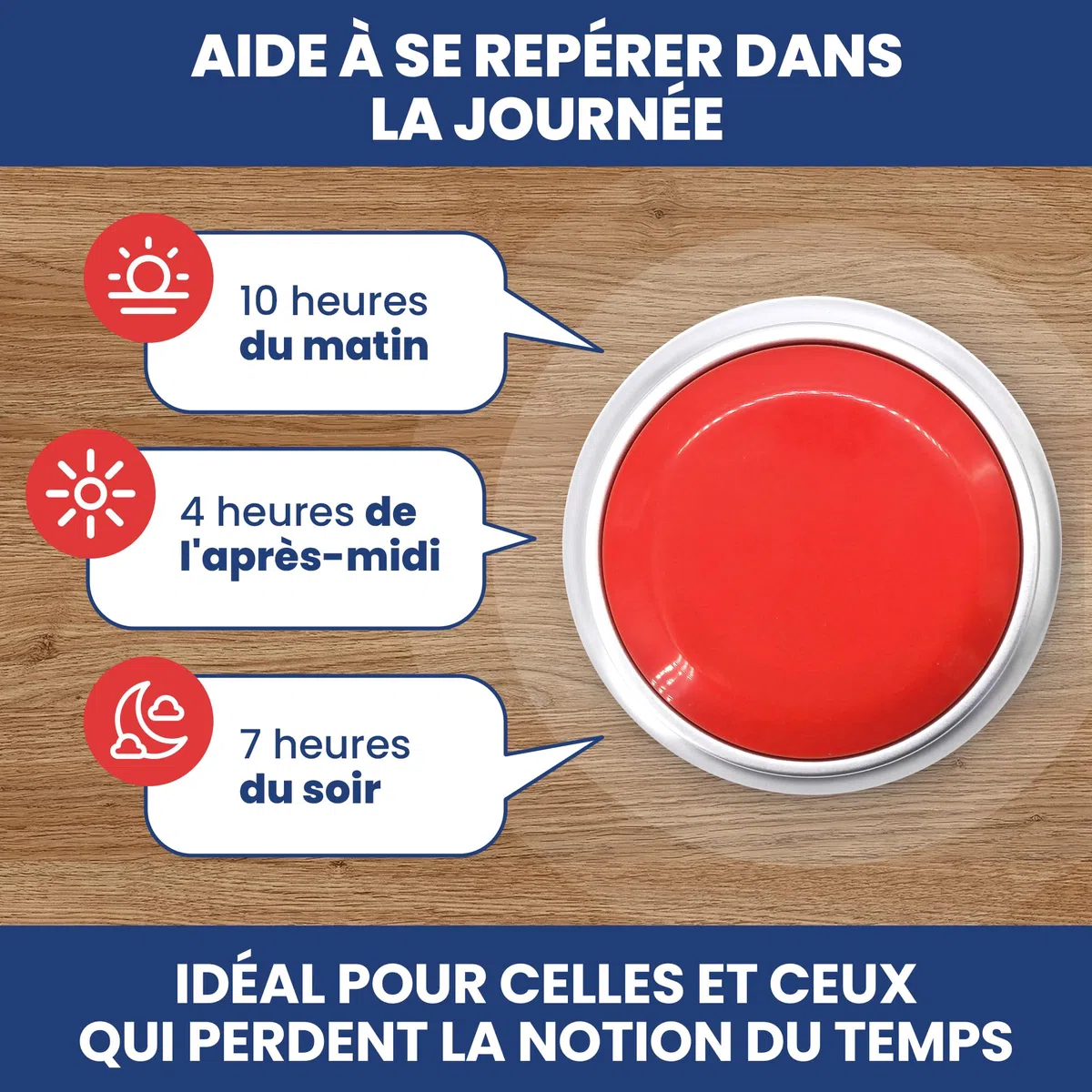 Horloge Parlante pour Malvoyant Format 12 Heures - Plus Facile à Comprendre | Réveil Parlant pour Personne Agées, Alzheimer - Réveil Haute Visibilité, Voix Française - Cadeau pour Personne Aveugle