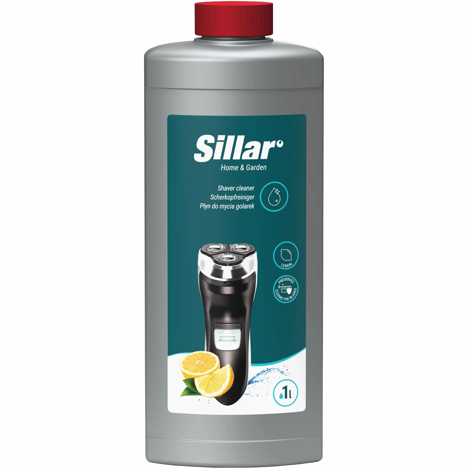 Sillar Nettoyant Tête de Rasoir 1L - Formule Citron - Compatible avec Braun CCR Séries 3, 5, 7, 9 - Solution de Nettoyage Rasoir - Hygiène Maximale et Efficacité - 2 pièces