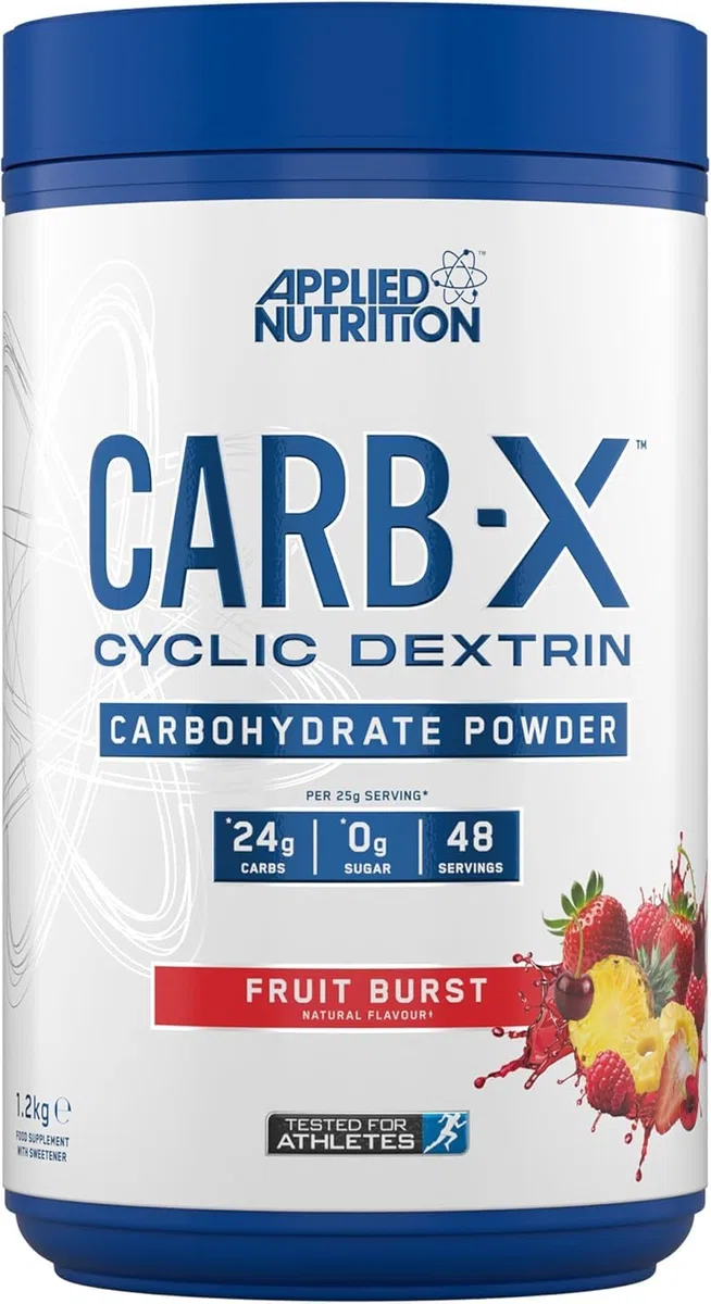 Applied Nutrition Carb X Glucides de Dextrine Cyclique en Poudre Hautement Ramifiés, Poudre Intra et Post-Entraînement, Végans, sans Gluten, sans Sucre, 48 Portions (1.2kg, Fruit Burst)