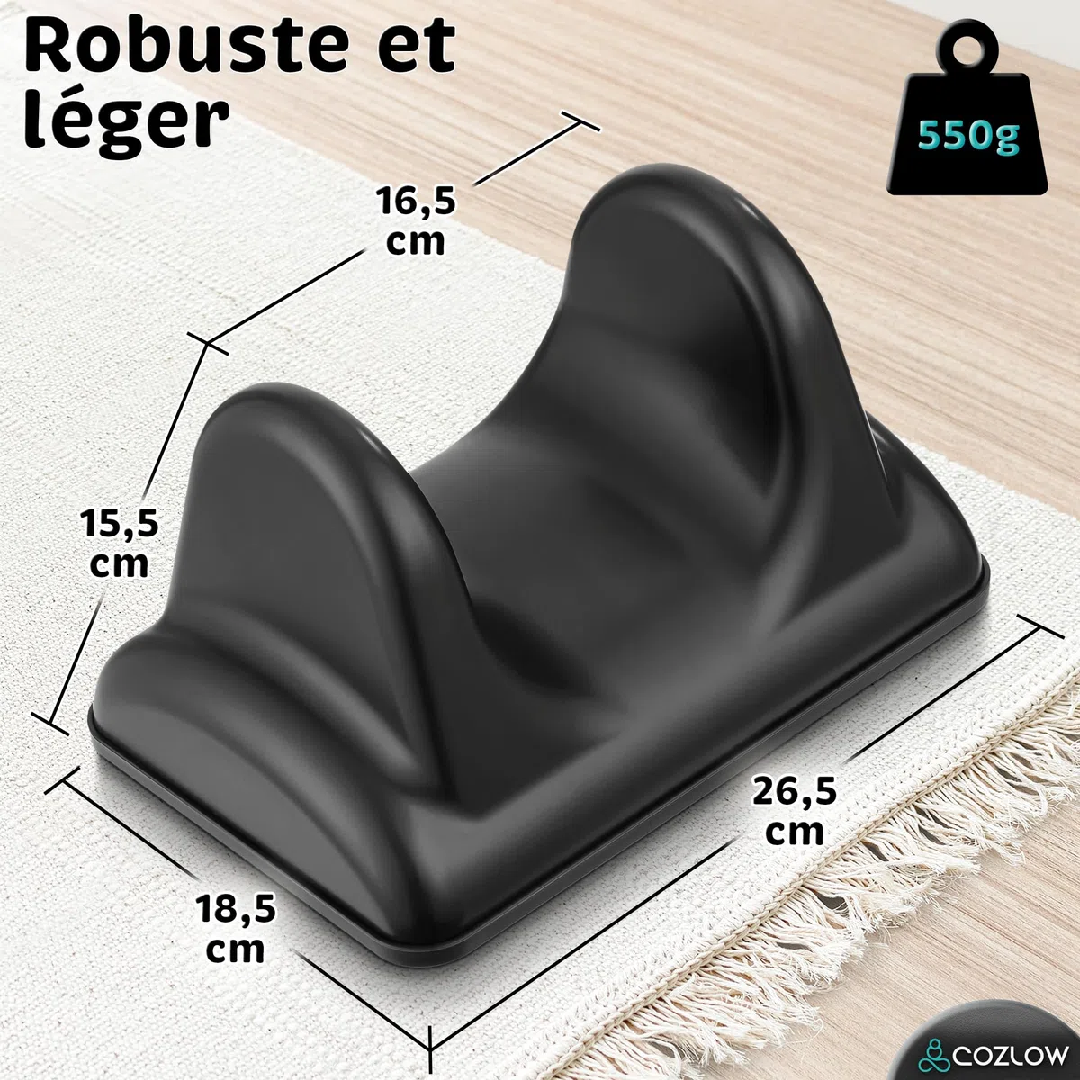 Cozlow Outil de massage pour libération du psoas – Noir – Étireur musculaire des muscles fléchisseurs du dos et des hanches – Masseur de tissus profonds pour soulager la douleur – par Cozlow