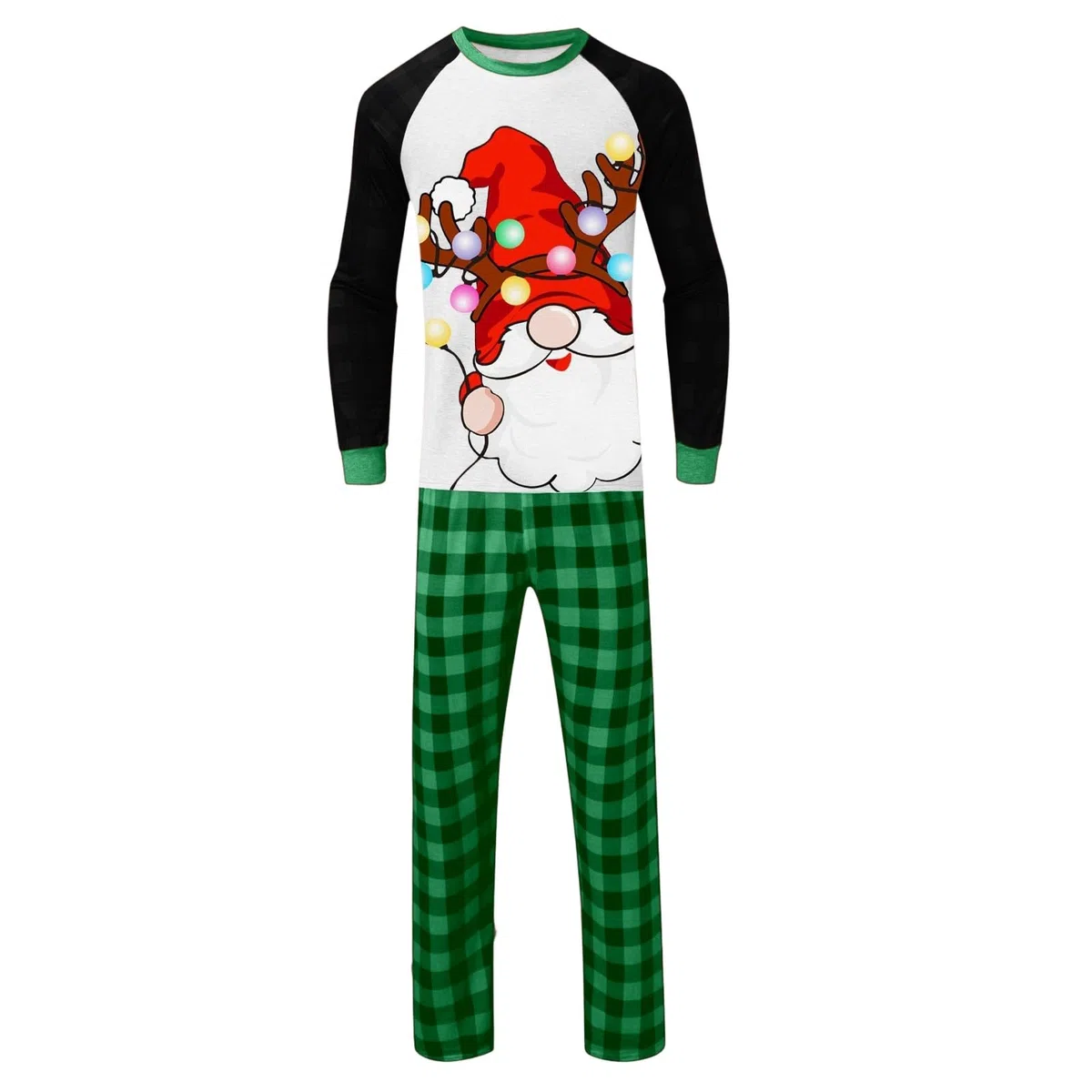 Pyjama Noël Famille Grande Taille Ensembles de Pyjama Noël Chaud Costume Famille Pyjamas Impirmé de Couple Ensemble Femme Homme Printemps Automne Hiver Deguisement Mere Noel