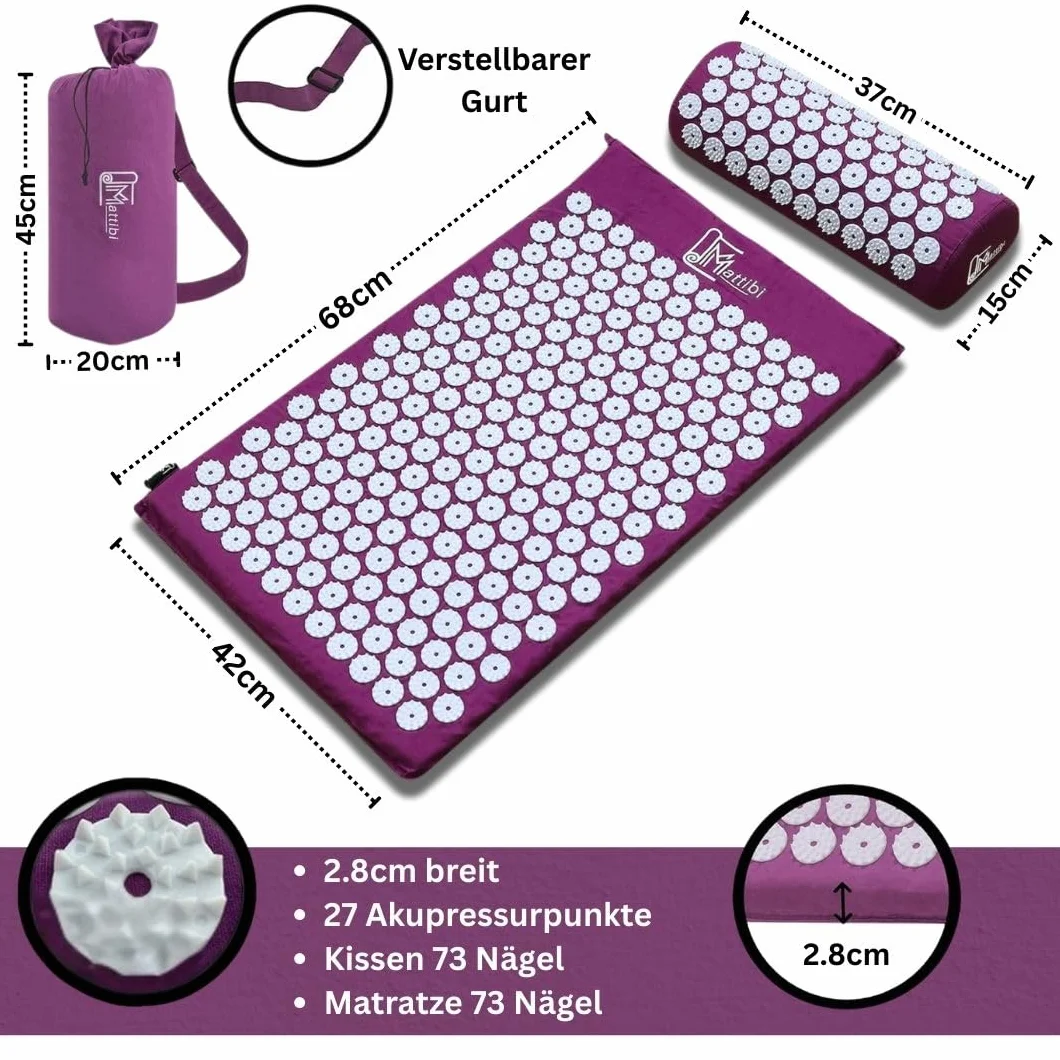 Tapis d'acupression et oreiller d'acupression pour massage et soulagement de la douleur, ensemble d'acupression pour la relaxation, la stimulation et la méditation, tapis d'acupression