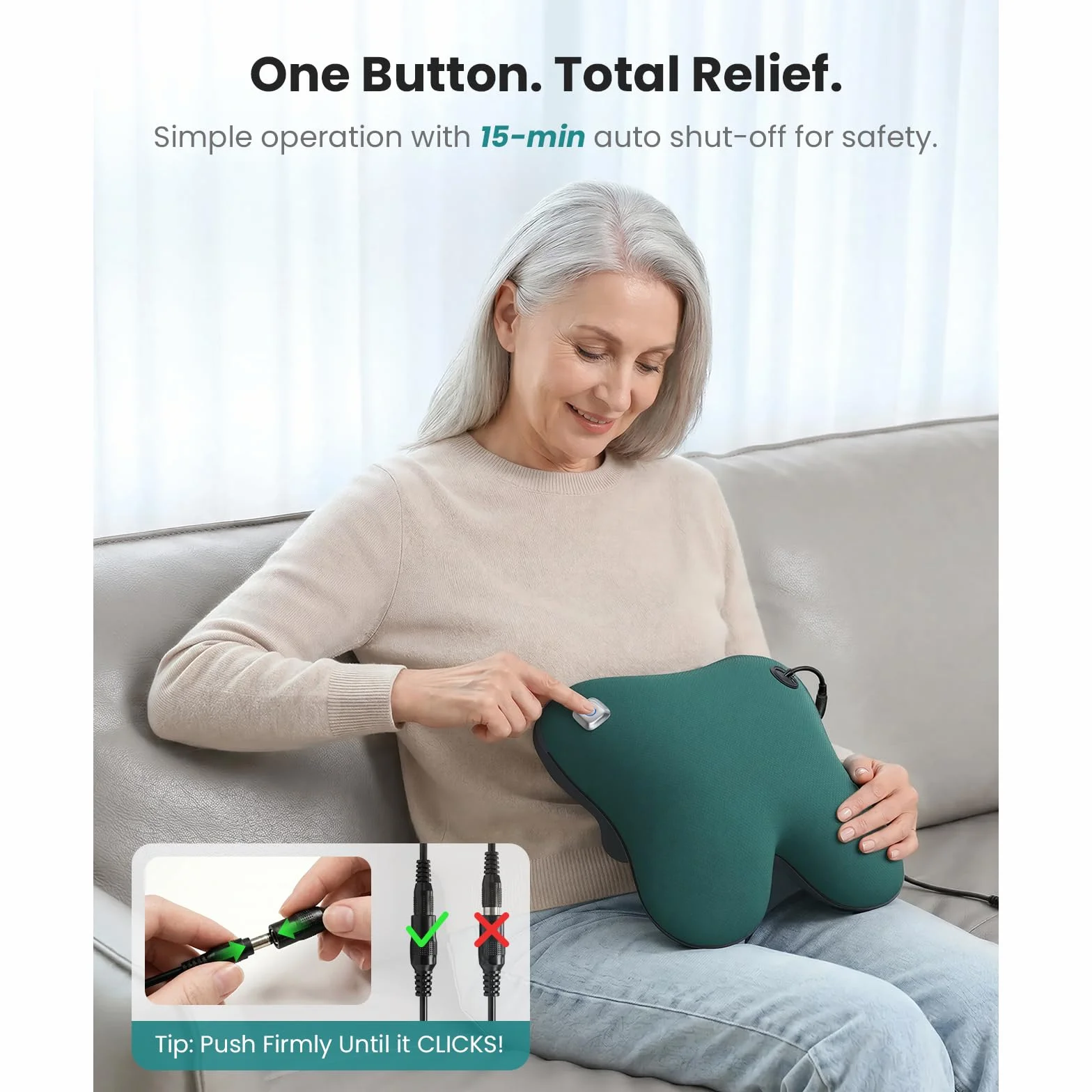 Bob and Brad EZBack Masseur Cervical, Coussin Massage Dos et Cou Épaules avec chaleur, Appareil de Massager Shiatsu Électrique, Massage et Relaxation Cadeaux pour Femme Homme