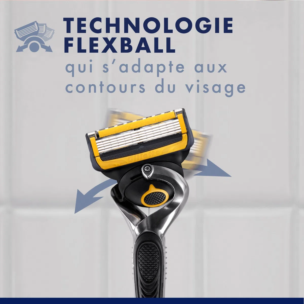 Gillette Rasoir Homme Proshield Power, Cartouche à 5 Lames, Argent | Manche Réutilisable, Tête Flexible en Acier Inoxydable Longue Durée, Bande Lubrifiante x2, 1 Recharge Jusqu’à 30 Rasages
