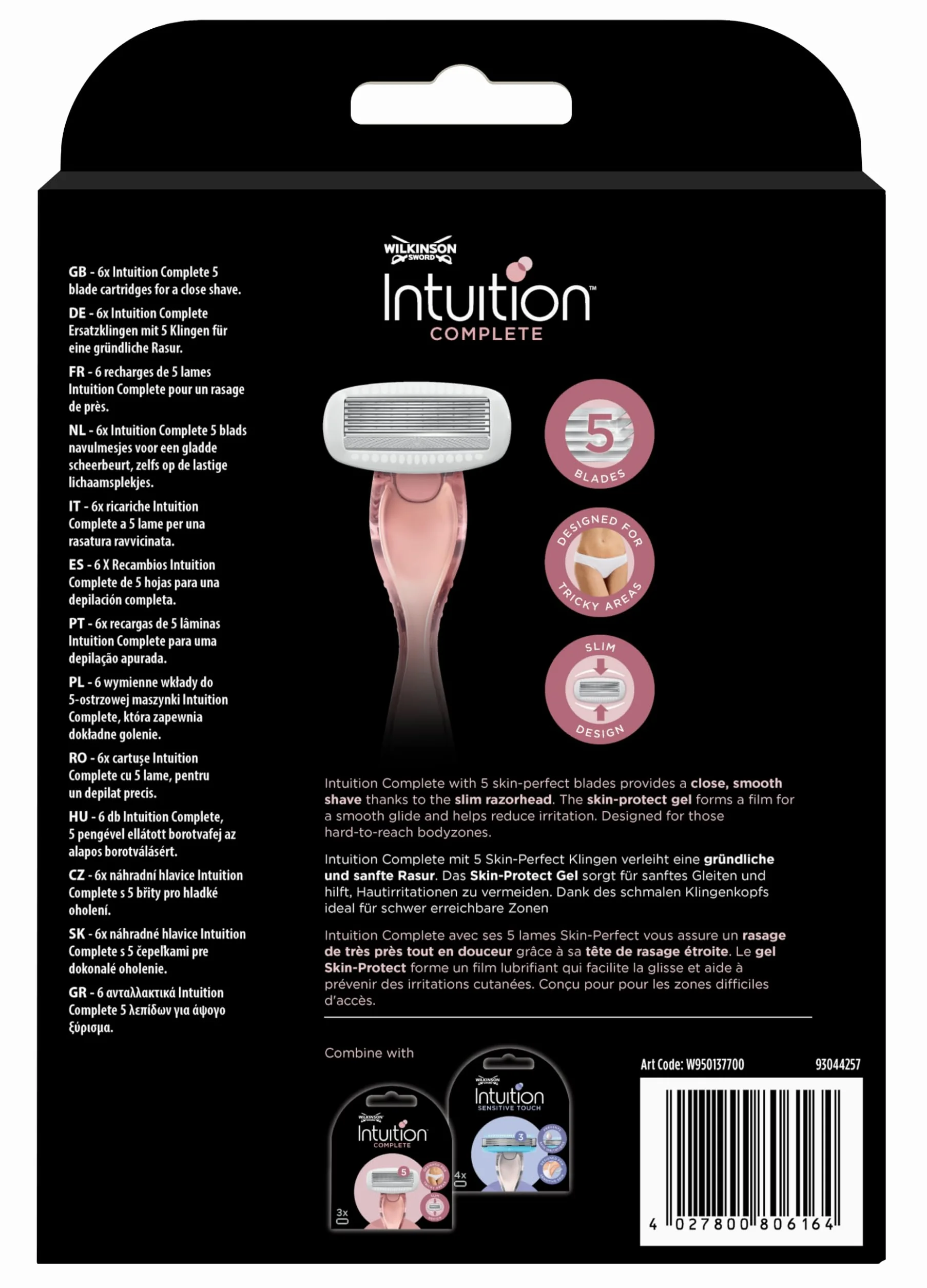 Wilkinson Sword - Intuition Complete - Lames de rasoir pour femme - Pack de 6 lames + manche