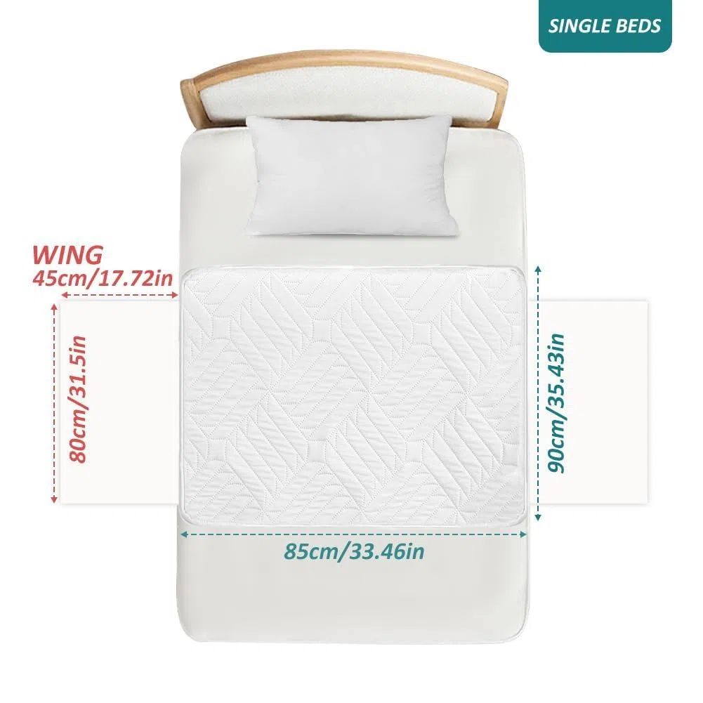 DUJUIKE AlèSes Lavables pour Incontinence avec Ailes, ProtèGe-Matelas ImperméAble, Drap Absorbant RéUtilisable pour Incontinence Et Pipi Au Lit, Dessous AntidéRapant (Blanc, 2pcs(85×90cm))