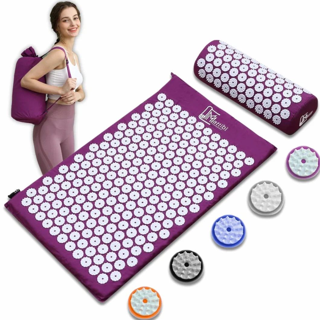 Tapis d'acupression et oreiller d'acupression pour massage et soulagement de la douleur, ensemble d'acupression pour la relaxation, la stimulation et la méditation, tapis d'acupression