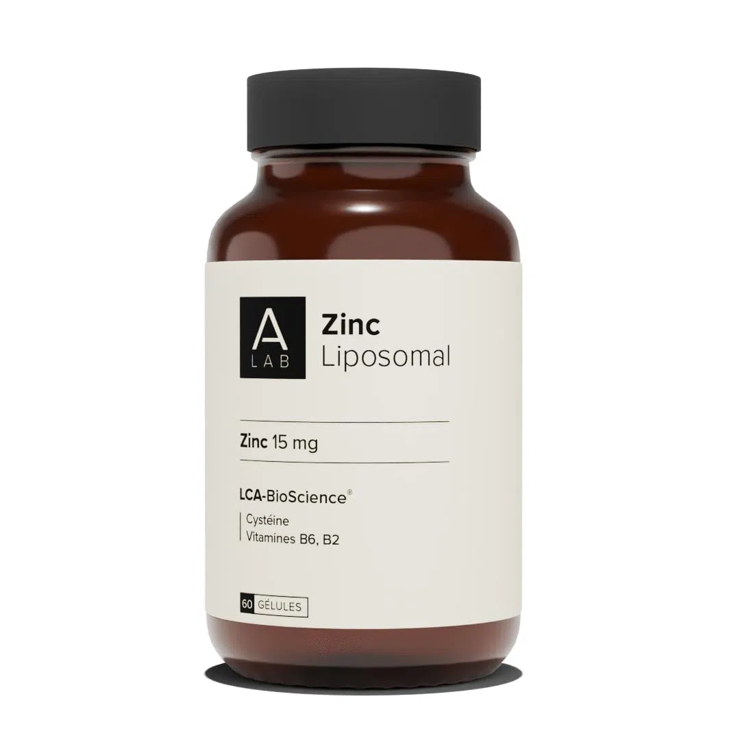 A-LAB Zinc Liposomal 15 mg - Assimilation Renforcée - Complément Alimentaire Immunité, Peau, Cheveux, Vision, Acné - 60 jours de prise - Fabriqué en France