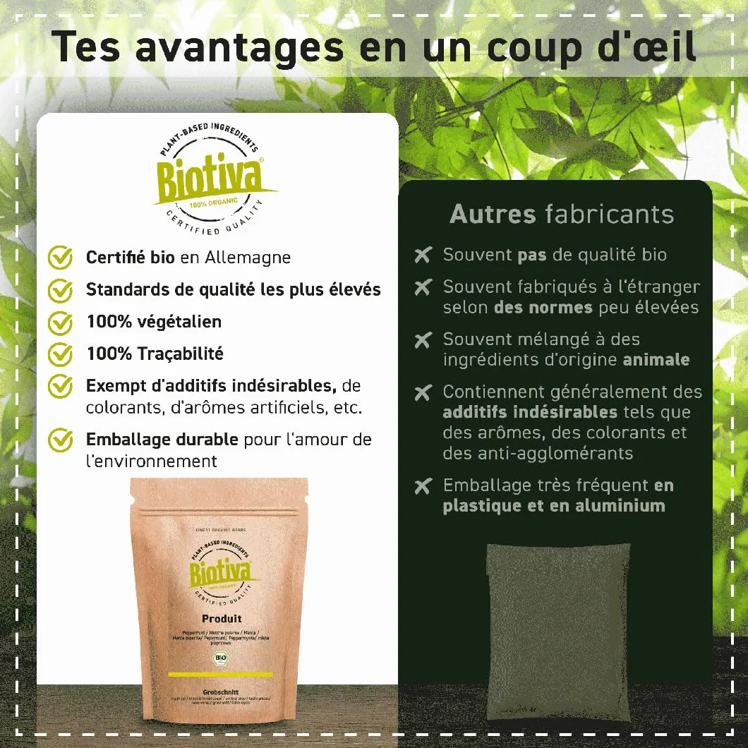 Comprimés de spiruline bio - 500g - Qualité biologique supérieure - Hautement dosé - Algue arthrospira platensis - Biotiva