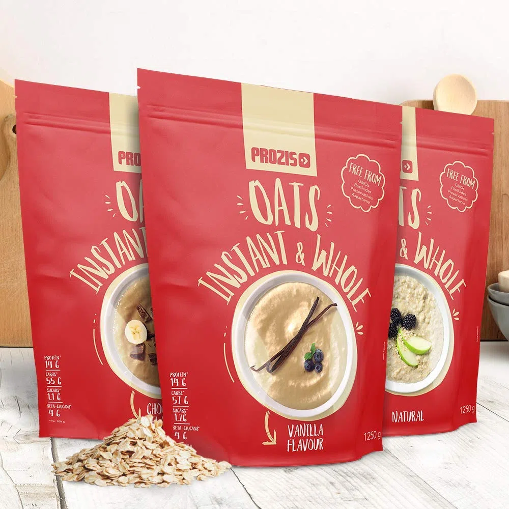 Prozis Avoine Complète Instantanée en Poudre 1 250 g Vanille Céréales Enrichies de Protéines et de Glucides de Haute Qualité - Convient pour les Végétarians et Végans