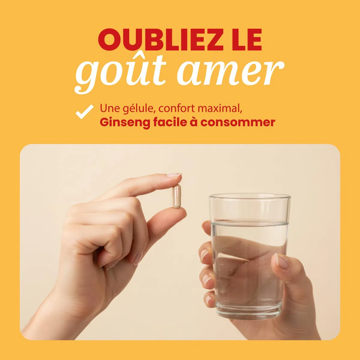 Ginseng de Corée 100% Authentique 500 mg, 50 Gélules | Panax Ginseng Pur Sans Additifs | Énergie Physique et Mentale | Racines de 6 Ans | Qualité Ilhwa