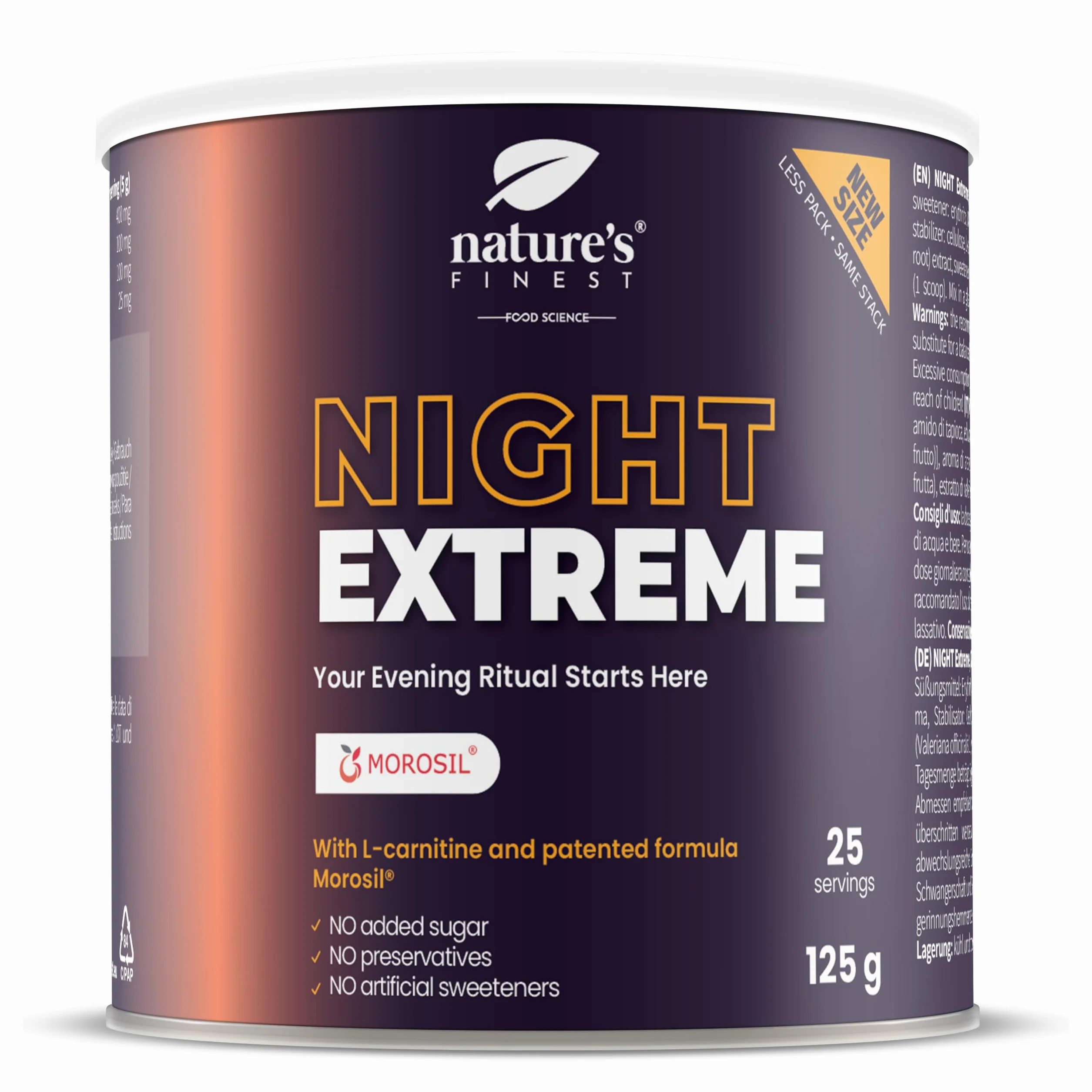 Nutrisslim Night Fatburn Brûleur De Graisse Extrême 125 g Morosil 400 Mg Perte De Poids L-Carnitine Extrait De Vin Rouge Valériane Sommeil