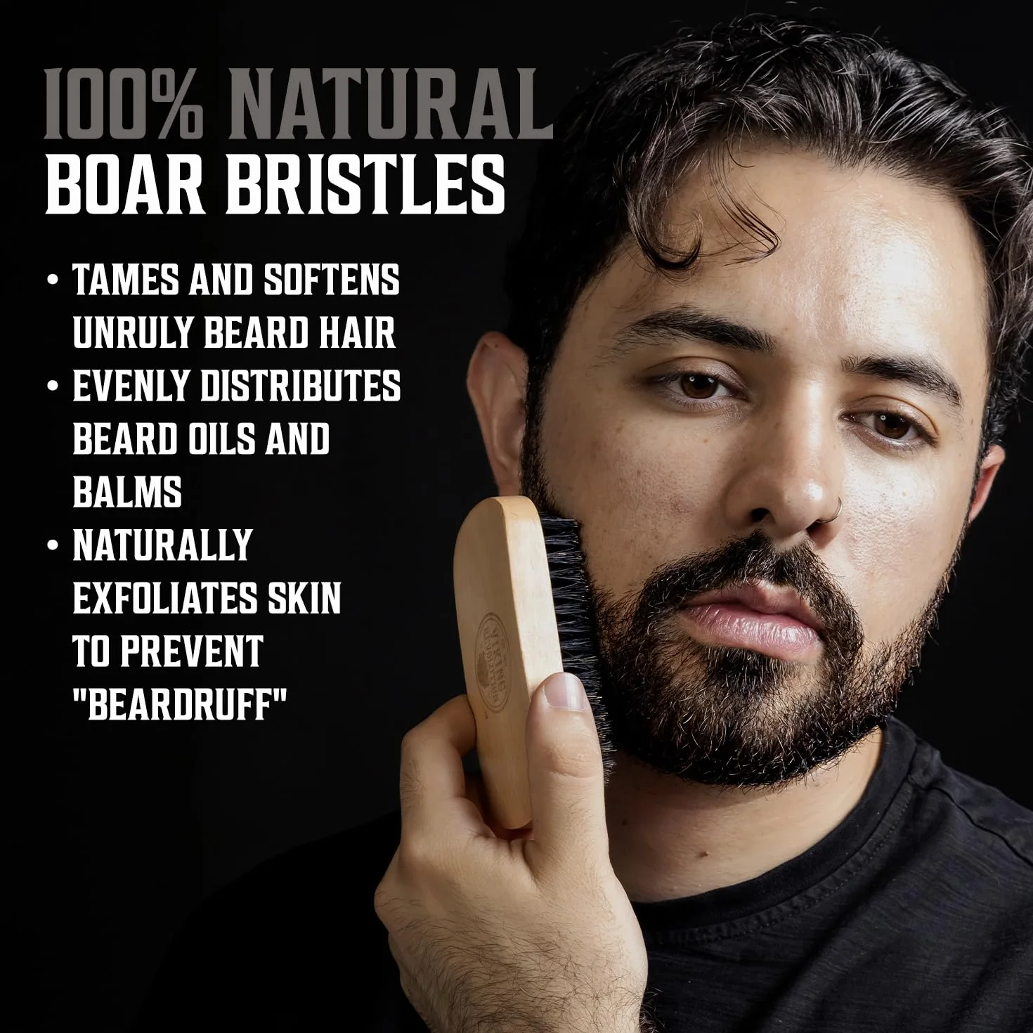 Viking Revolution - Kit Barbe Homme - Inclus Brosse Barbe en Poils de Sanglier, Peigne Barbe en Bois, Baume Barbe & Huile Barbe Homme, Ciseaux Barbe & Moustache - Cadeau Homme
