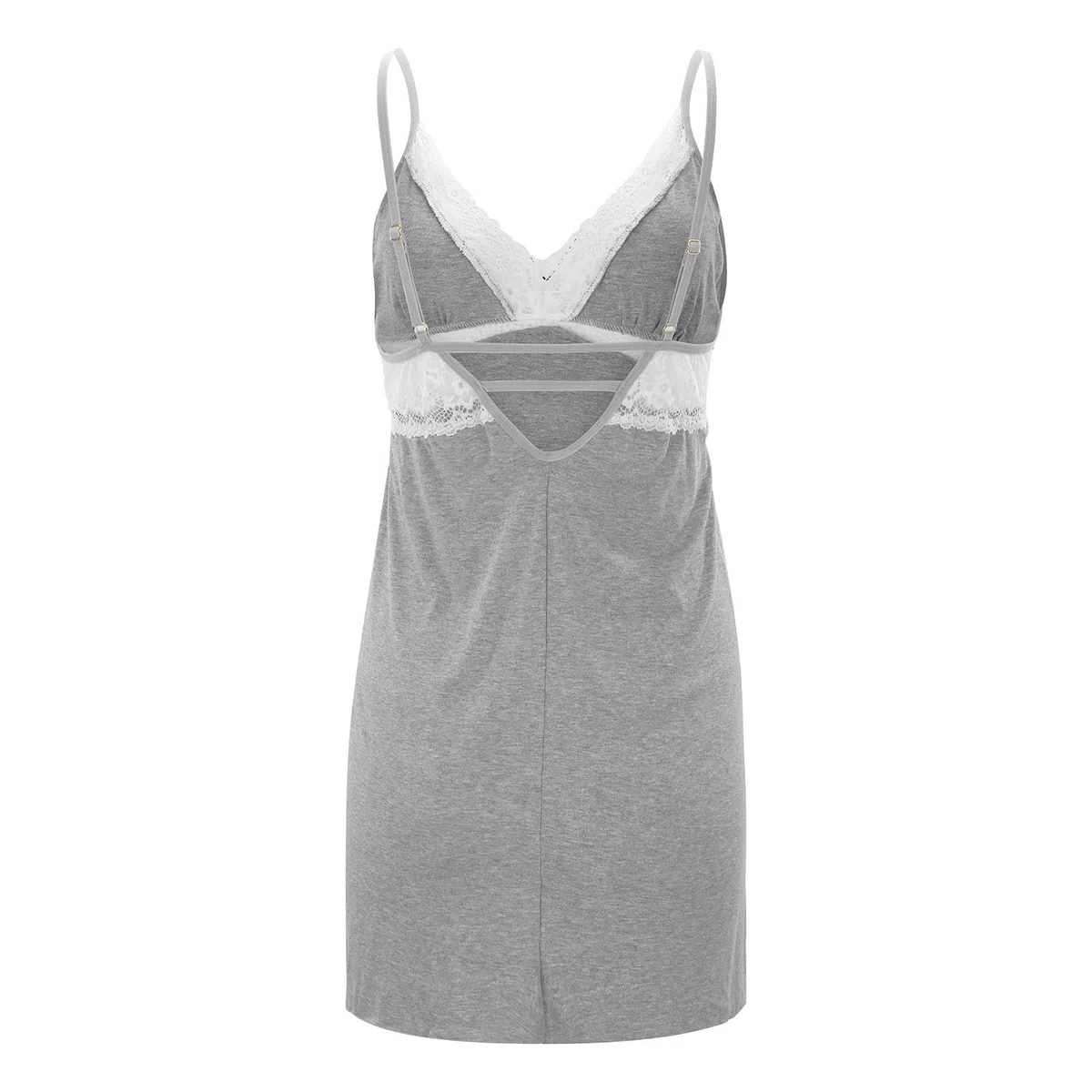 Générique Nuisette Femme Coton Dentelle Sexy Sensuelle Chemise De Nuit Col en V Bretelles reglables Légère Pyjama Femme Robe De Nuit Spaghetti Sangle Babydoll Lingerie Mini Robe D'été Cami Robe