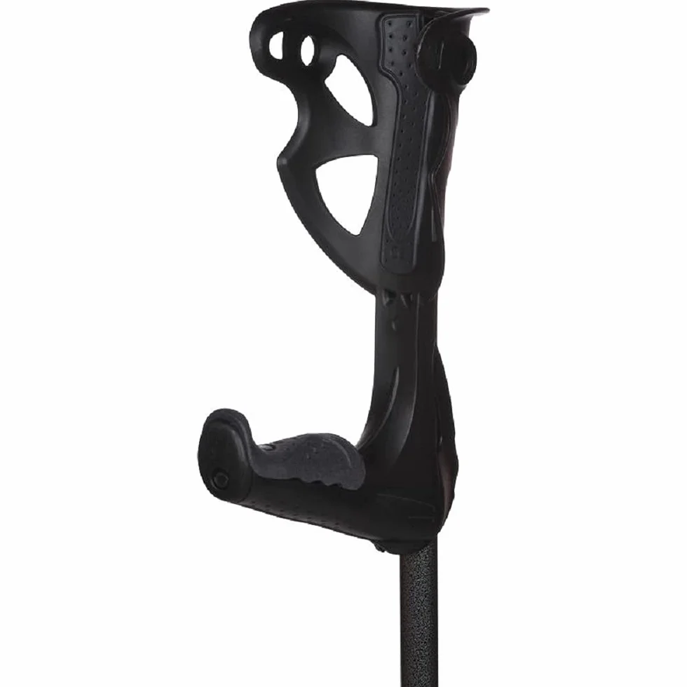 Opti Confort Premium Béquilles Médicales pour Adultes - 1 paquet de 2 unités - Poignées Ergonomiques avec Coussinets - Capacité de Réglage Unique - Noir - Cannes Anglaises Ergo