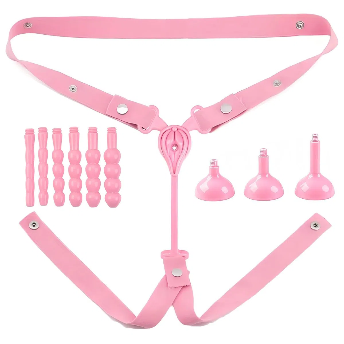 Cage de Chasteté pour Pénis Inversée Sex Toys Sissy Cage Chastetée avec 3 Bacs à Urine et 6 Cathéters Jouet Adulte Chastity Cage Man en ABS avec Ceinture pour Exercer le Pénis (Pink,B)