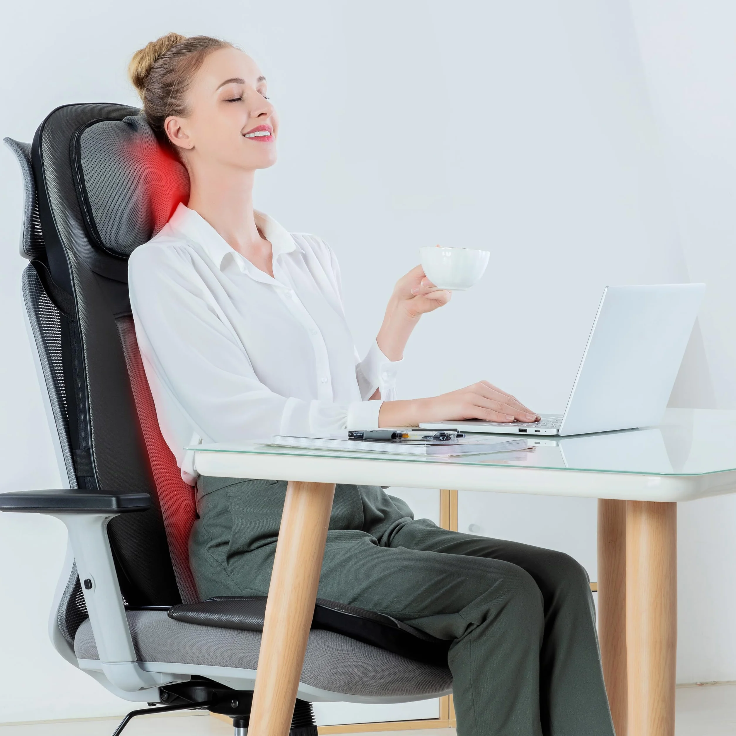 SNAILAX Fauteuil Massant Shiatsu Coussin de Massage Dos avec Chaleur - Siege Massant pour Massage du Cou et du Dos dans Bureau&Domicile Cadeau Anniversaire et Noël pour Maman/Papa/Homme/Femme/Couple