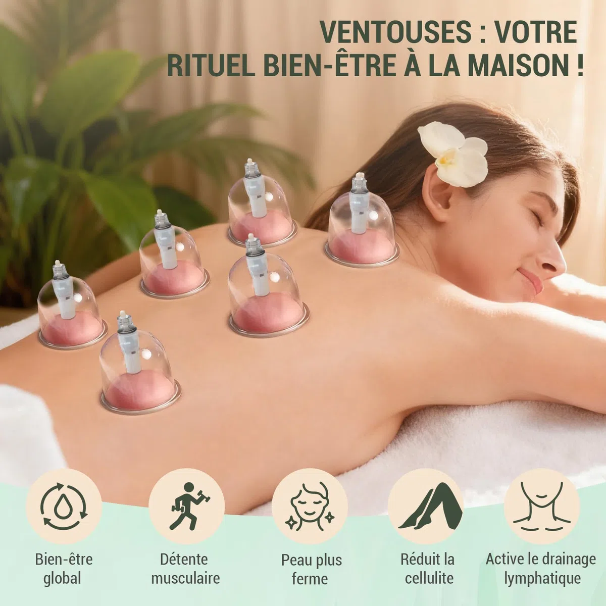 Kit de 24 Ventouses Thérapeutiques, ventouse massage anti-cellulite et relaxation musculaire，ventouse hijama comprenant aiguilles d'acupression amovibles, pompe à vide, tuyau d'extension