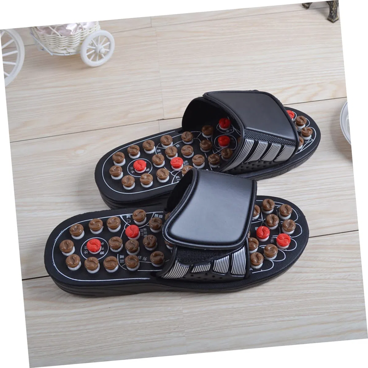 Pantoufles de Massage des Pieds à Acupression Marron 40 | Pu et Eva, Modèle Traditionnel Unisexe, Confort pour Hommes et Femmes, Usage Relaxant