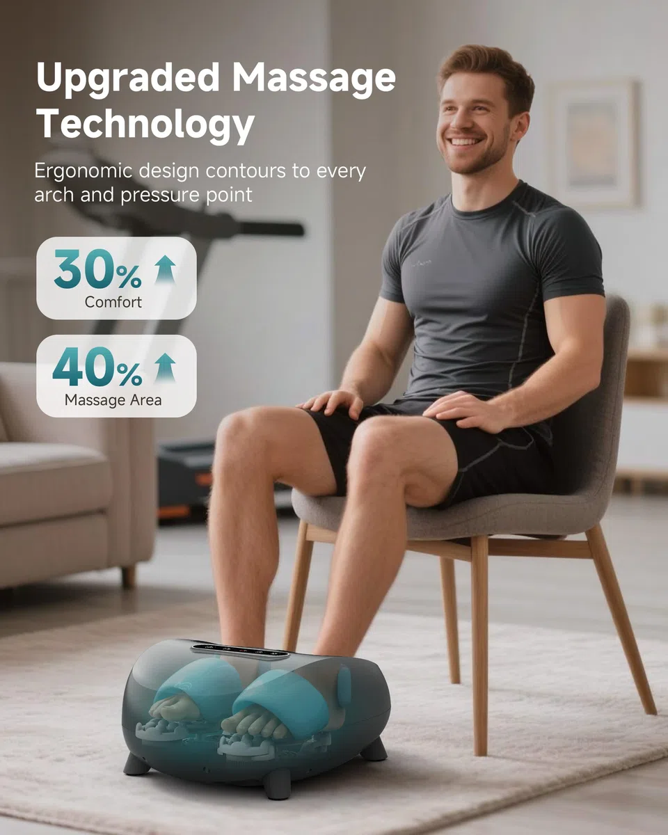 Snailax Shiatsu Appareil de massage électrique pour les pieds, masseur de pieds avec chaleur pétrissage en profondeur rouleaux compression pour la fasciite plantaire, cadeaux, pointure 48