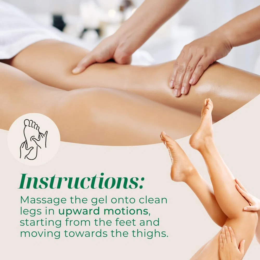 Gel Aloe Vera Jambes, Circulation, Varices, Vergetures, Jambes Légères, Retention d'Eau, Jambes Gonflées, Crème de Massage, Effet Rafraîchissant, Articulations 500 ml