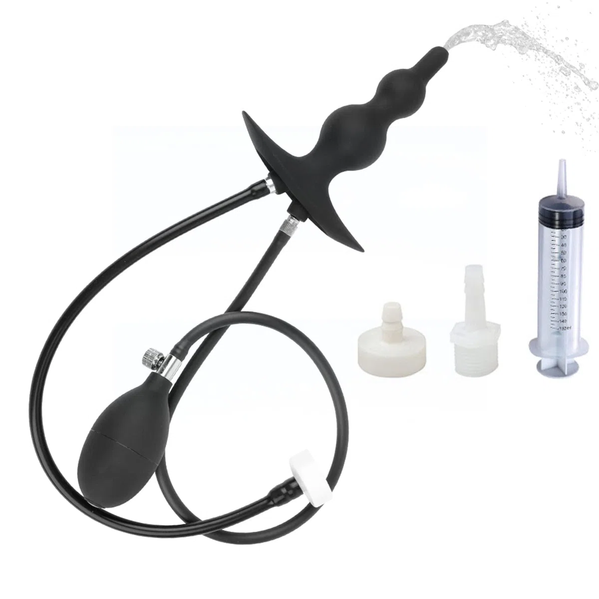 Plug anal gonflable en silicone avec pompe et lavement anal, plug anal en silicone, extension de l'anus, perles anales, gode anal for hommes et femmes