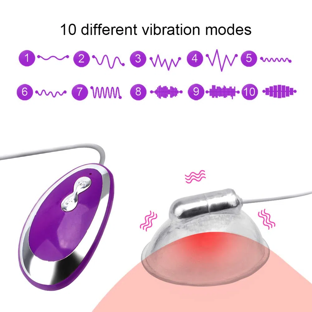Vibromasseur 10 Modes Sucker de Mamelon Vibrantes,Sex Toys pour Femme Appareil de Massage Pompe Stimulateur De Poitrine Adulte pour Couple/Femme/Homme,Rose
