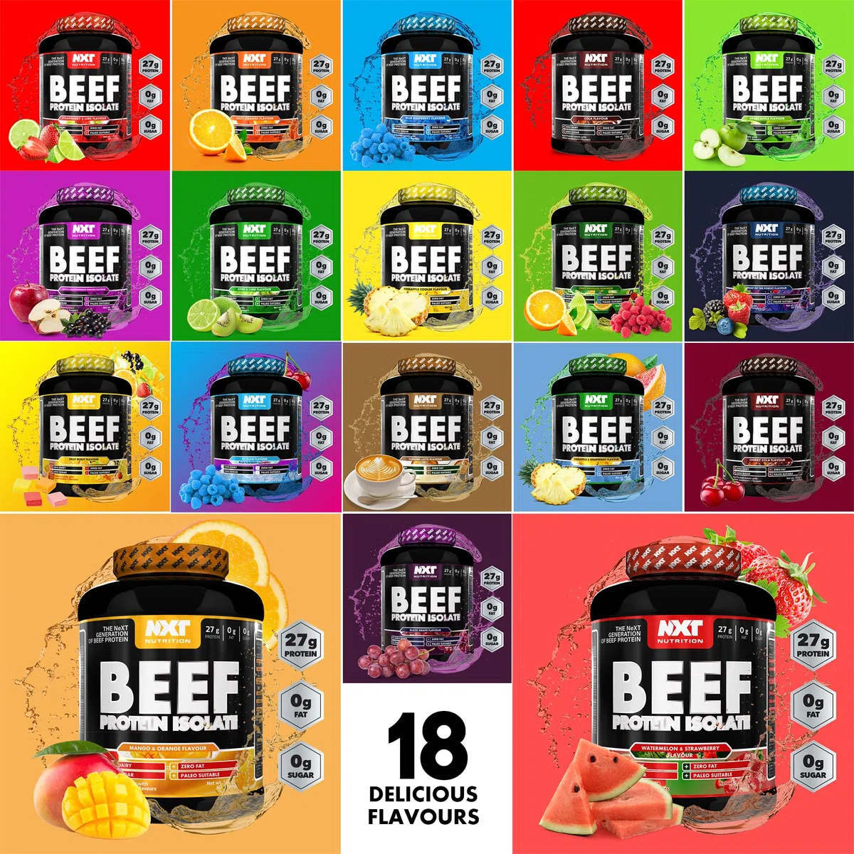 NXT Nutrition Beef Protein Isolate Powder - Protein Powder , Alternative to Whey Protein and Vegan Protein Powder , Halal , Lactose , Dairy , Gluten , and Soy Free - 1.8Kg Pineapple Blast