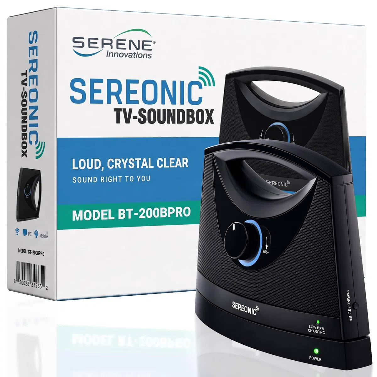 SEREONIC Amplificateur vocal TV portable sans fil - Idéal pour personnes âgées - Amplificateur auditif avec portée de 30 m - Haut-parleur vocal