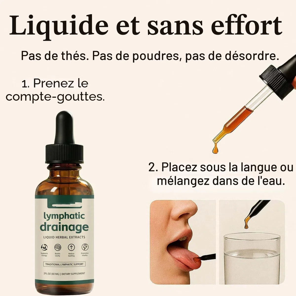 Gouttes de Drainage Lymphatique Lymphoria, Gouttes de Bien-être Lymphoria, Support du Système Lymphatique, Mélanges à Base de Plantes Naturelles, Rapide et Efficace, pour Femmes et Hommes (2 pièces)