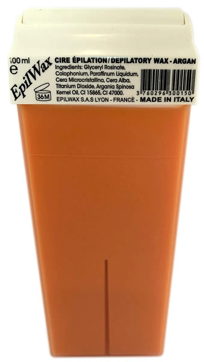 EpilWax - Roll On Cire Epilation à l'Argan - Jambes, Aisselles, Corps - Facile à étaler et à Retirer - Lot de 24 Recharges/Cartouches - 100 ml