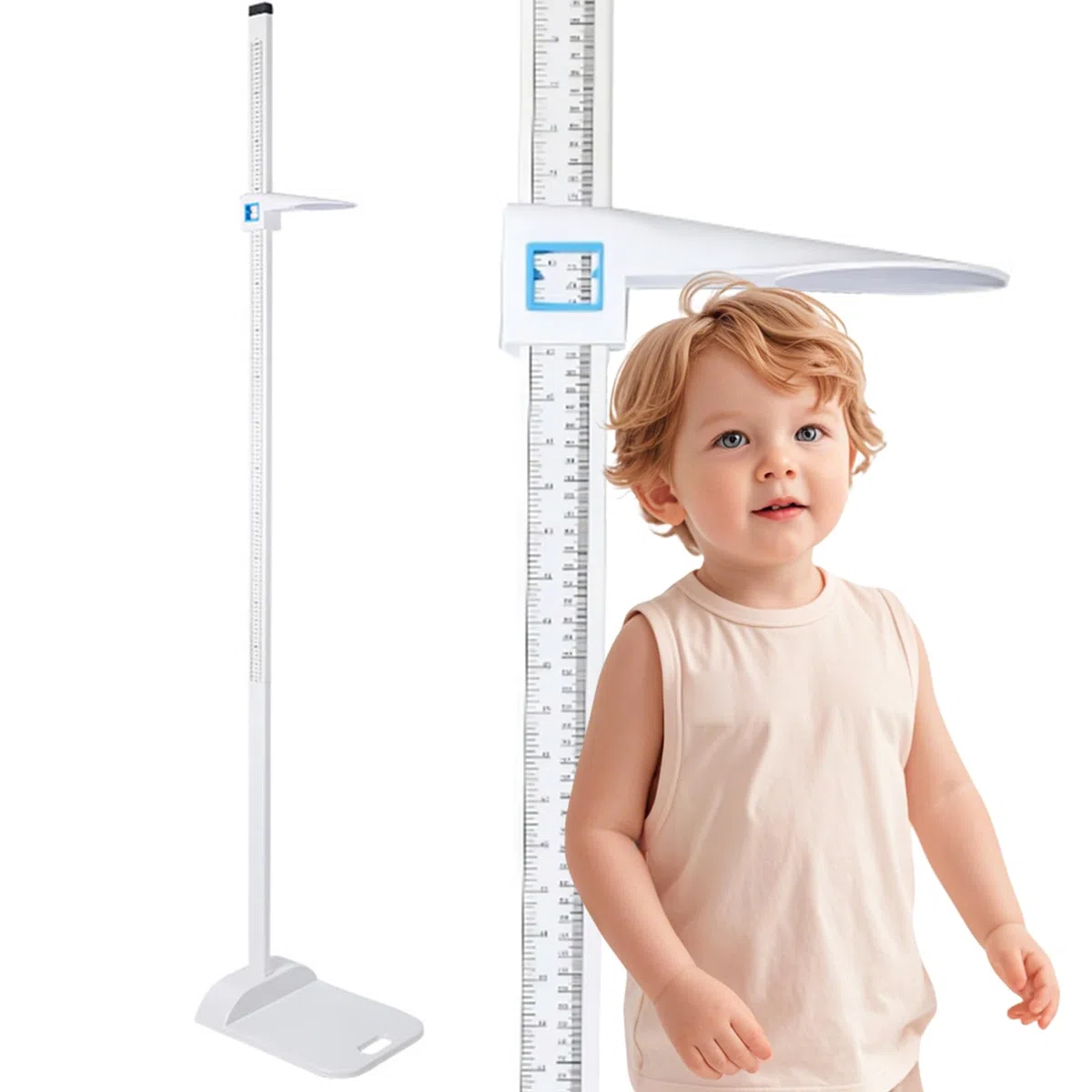 Jauge de hauteur Stadiomètre portable,altimètre pour examen médical,Double affichage avec plage de mesure de 20 à 210cm Convient aux cabinets médicaux,à la maison et aux salles Sport