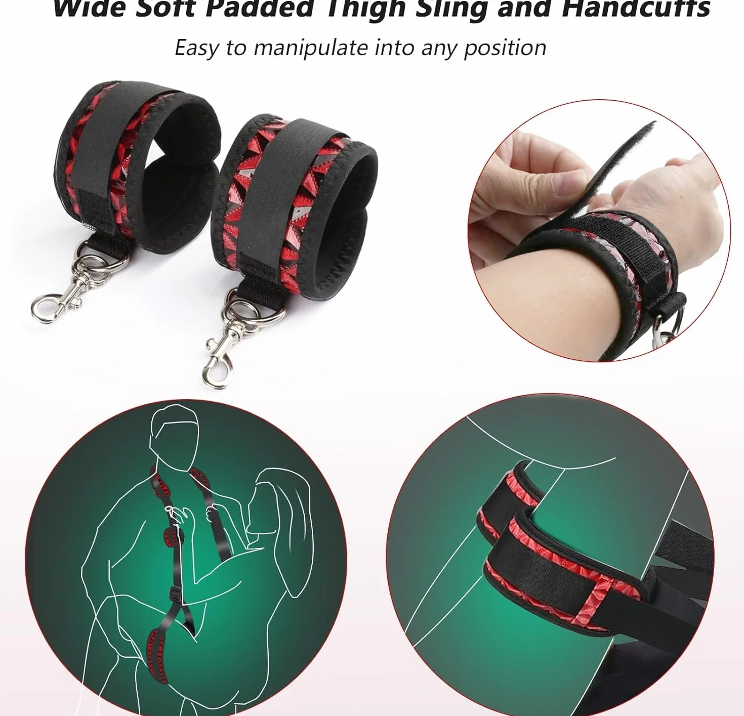 Sex Toys Position Coussin avec Sex Bondage Strap en cuir, Sex Ramp Meuble pour Couple soutien position profonde, Sex Harness Cuisses Restraint Attaches Sling réglables pour femmes hommes (Bleu)