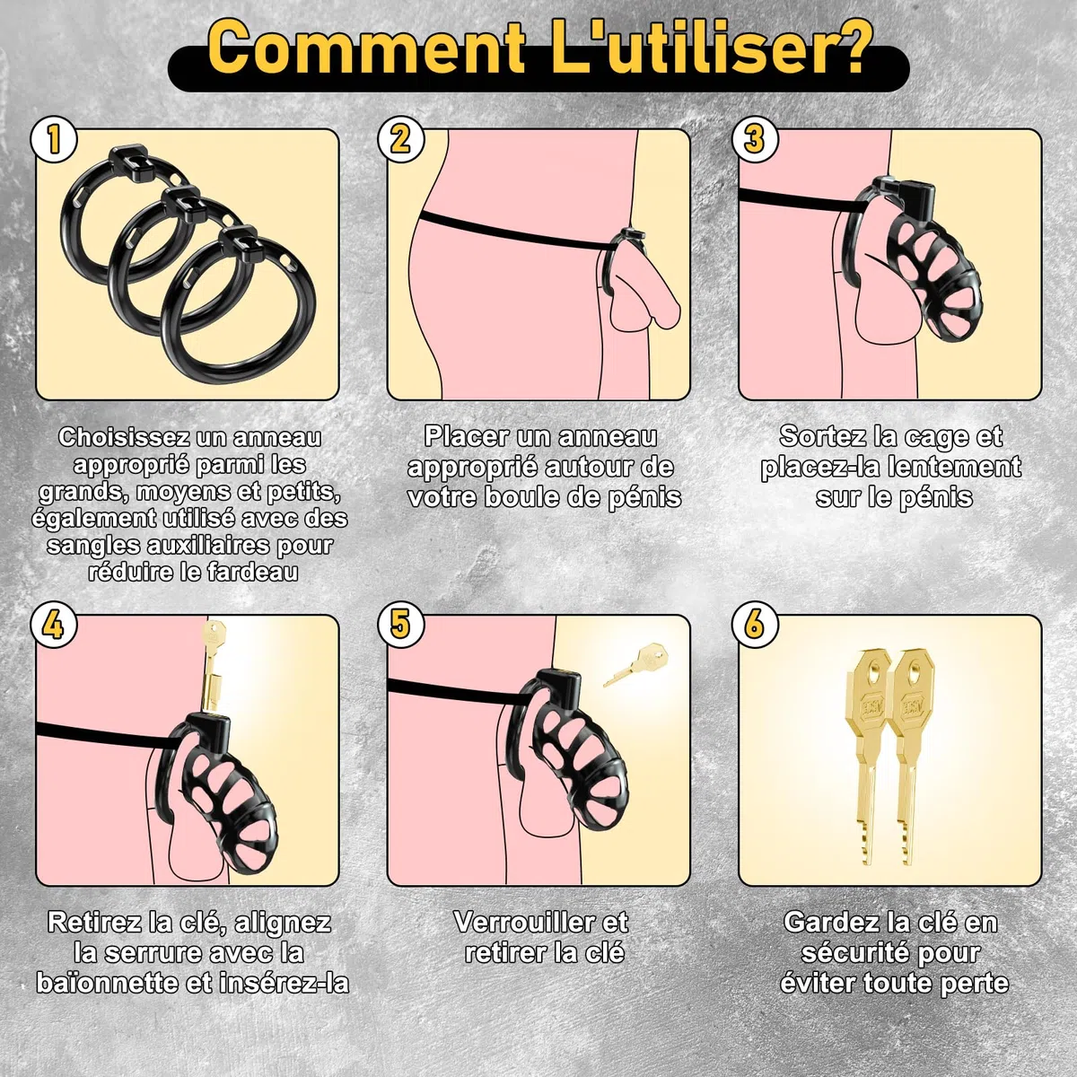 Cages de Chasteté Nouvelle Version de Gethorny - Cage à Pénis 3D Légère avec 3 Tailles Anneaux de Pénis Amovibles pour Empêcher L'érection, Bondage SM avec Ceinture de Chasteté Sex Toýs Couple