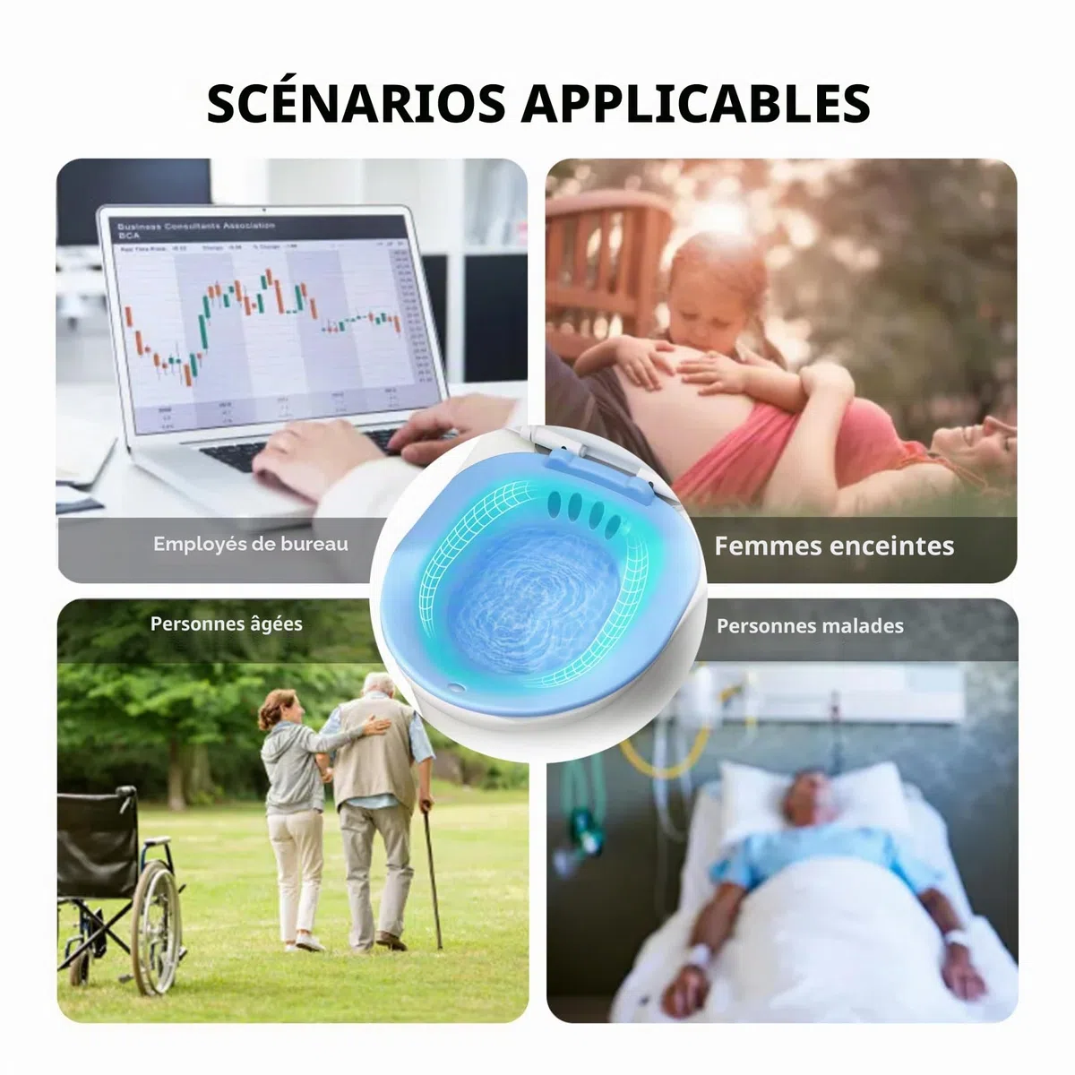 Baignoire de sitz Pliable pour Les Toilettes, bassin de Bain Sitz Portable pour trempage par siège pour Les Toilettes baignoires périnéales pour Un soulagement hémorroïdal