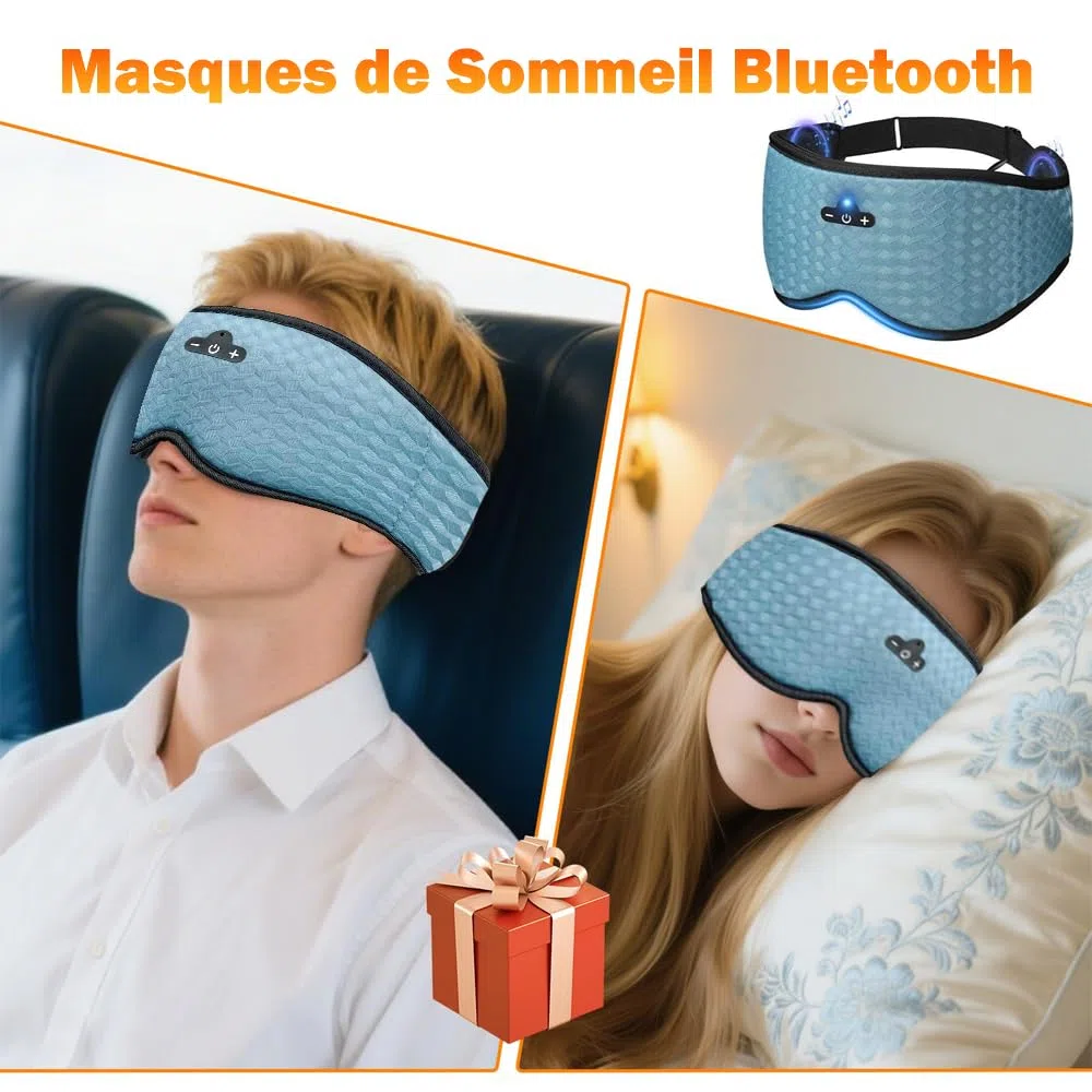 Masque de Sommeil avec Écouteur Bluetooth 5.4, 3D Masque de Nuit sans Fil Casque Anti Bruit pour Dormir, Bandeau Bluetooth Sommeil Casque pour Femme Homme Relaxante Voyage Meditation Yoga