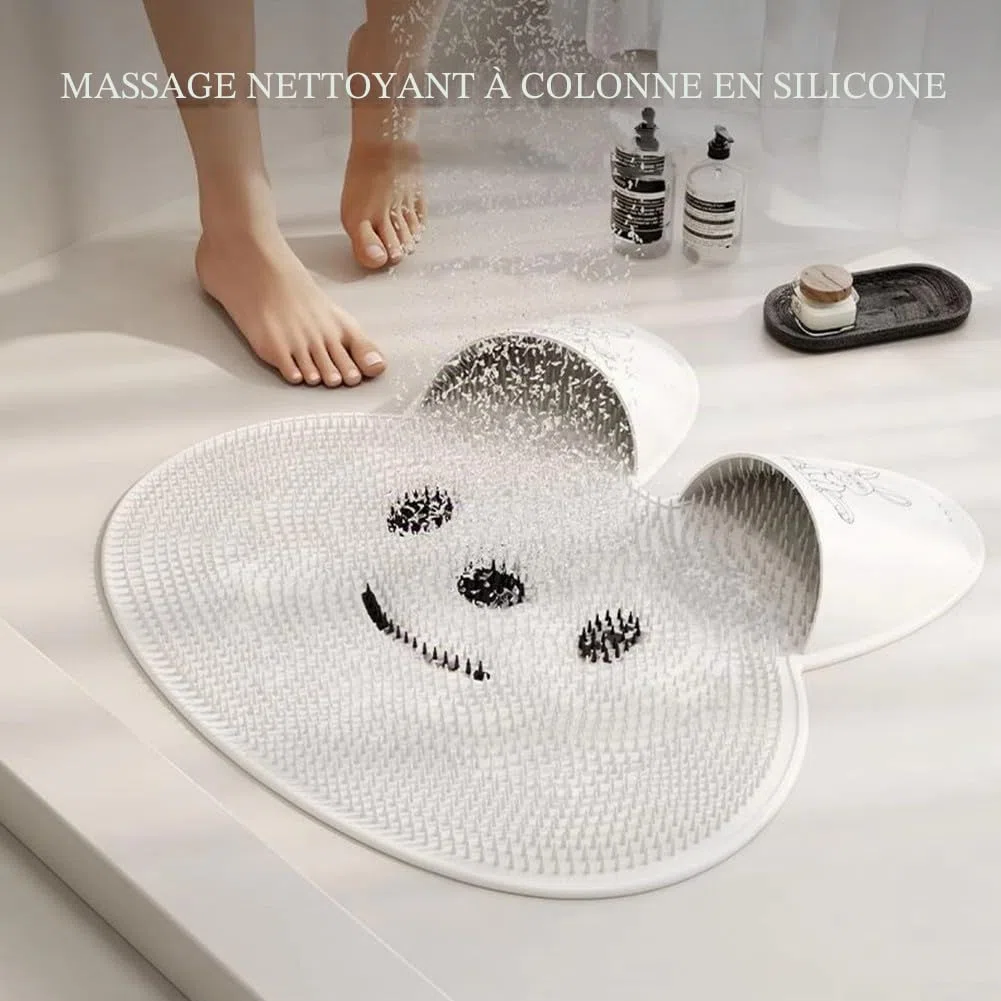 Tapis de nettoyage pour pieds de douche - Brosse de nettoyage pour la maison et la salle de bain (blanc)