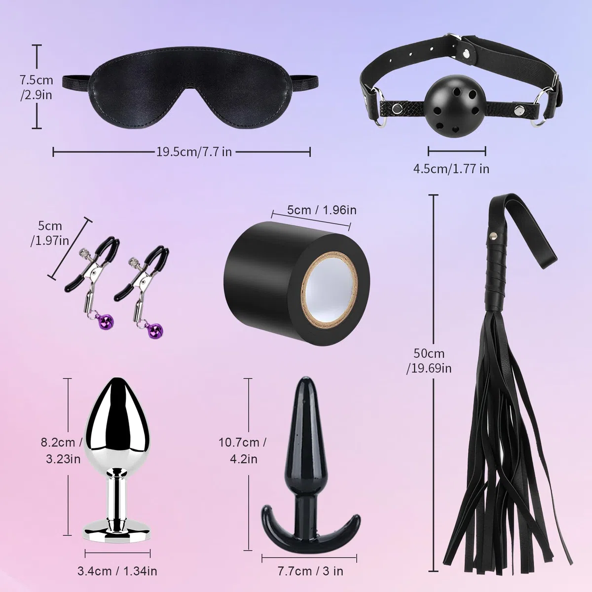 Ninonly Kits de Bondage 14 Pièces BDSM Adultes Toy Parfait pour Les Débutants Menottes SM avec Masque pour Les Yeux et Sex Toys Erotiques pour Couple Jouets Sexuels Adulte Retenue et Bondage Violet
