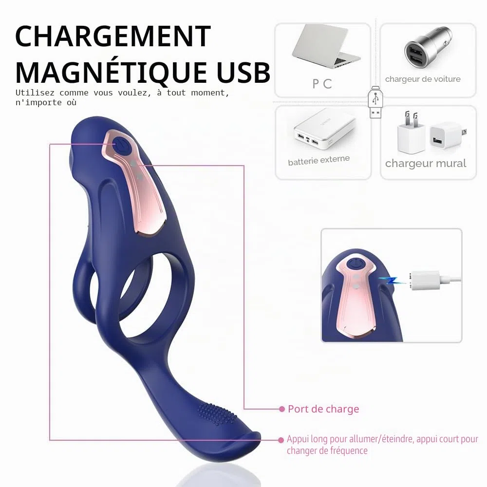 Masseur de Prostate Intelligent 3-en-1 avec APP - Vibromasseur à Poussée Automatique & Anneau Pénien - 9 Modes de Vibration & Télescopique - Silicone Médical Étanche - Sextoy Homme Point P & Couple