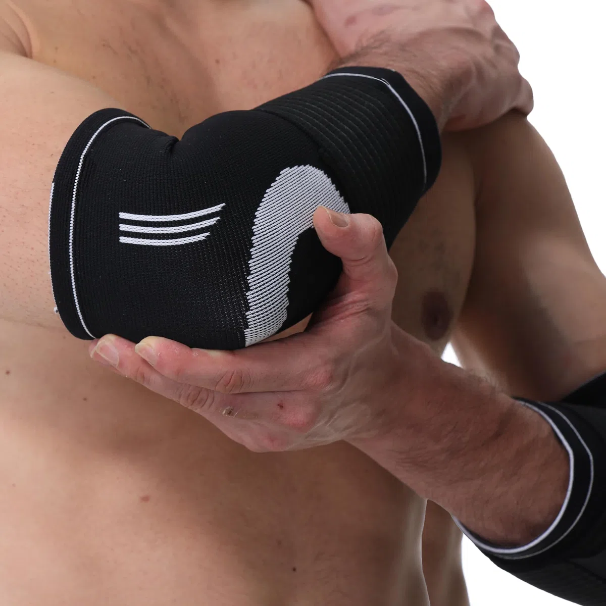 NEOtech Care Coudière - Compression AJUSTABLE - Légère, élastique, flexible, respirante - Protège-coude pour sport, tennis, golf (Noire, Taille M, 1 Paire)
