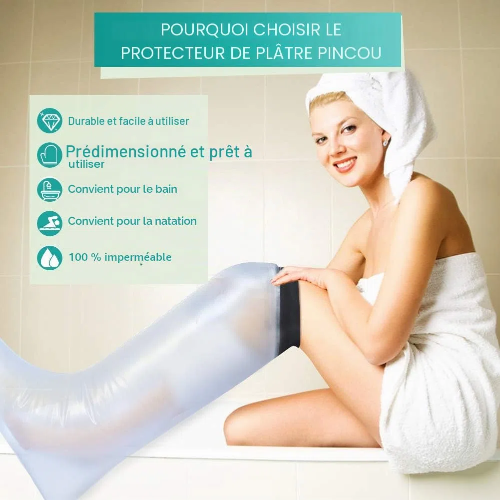 Akozon Housse de Protection Imperméable pour les Plâtres et Pansements Protège Plâtre éTanche et Protecteur de Bandage Utilisé pour Demi-Jambe Adulte Protège plâtre Jambe pour Tout en Douche/Baignade
