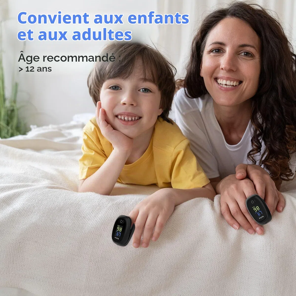 Oxymètre de Pouls, Oxymètre de Doigt, Pulsoximetre, Mesureur de saturation en Oxygène au doigt, Saturomètre Portable avec Moniteur de Fréquence Cardiaque pour Mesurer SpO2, PR, Piles Inclus Noir
